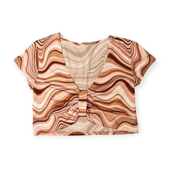 No Boundaries Marble Groovy 90s Basic Crop Top Rave Concert Event Size Small - Picture 1 of 13